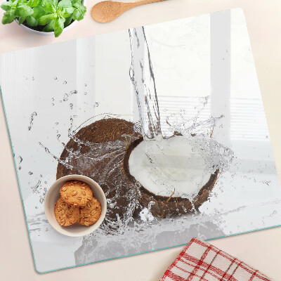 Planche à découper en verre Noix de coco avec eau et spray