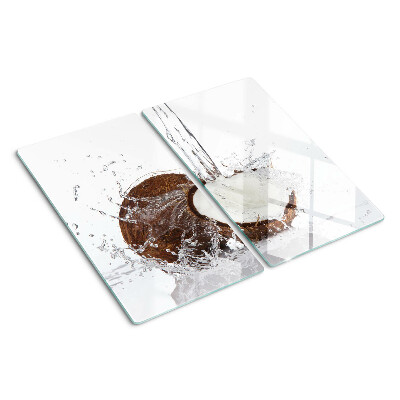 Planche à découper en verre Noix de coco avec eau et spray