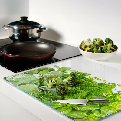 Planche à découper verre Herbes vertes et feuilles