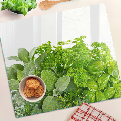 Planche à découper verre Herbes vertes et feuilles