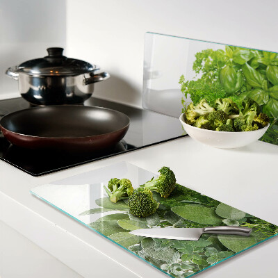 Planche à découper verre Herbes vertes et feuilles