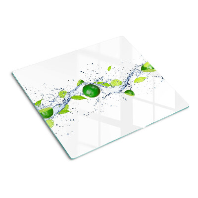 Planche à découper en verre Citrons et eau avec feuilles