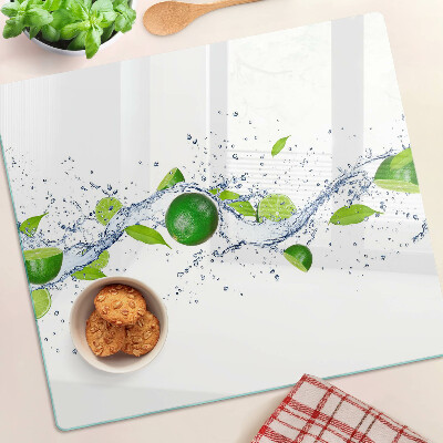 Planche à découper en verre Citrons et eau avec feuilles