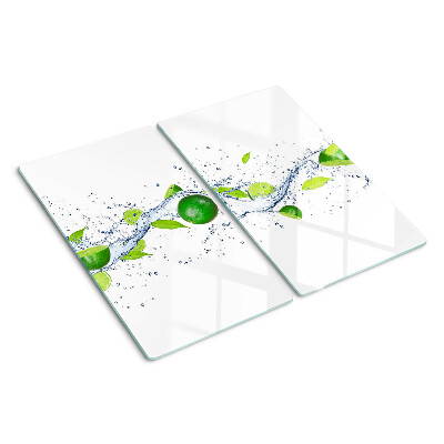 Planche à découper en verre Citrons et eau avec feuilles