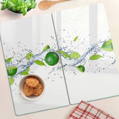 Planche à découper en verre Citrons et eau avec feuilles