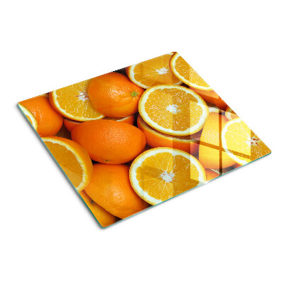 Planche à découper verre oranges tranchées