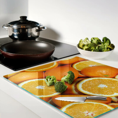 Planche à découper verre oranges tranchées