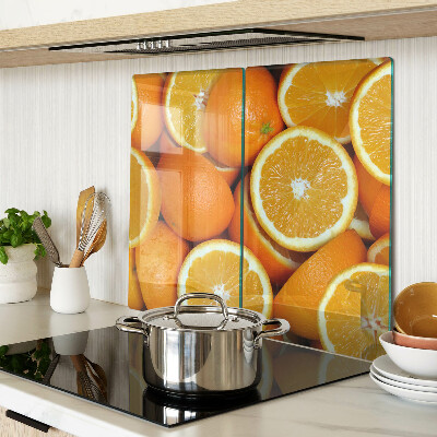 Planche à découper verre oranges tranchées