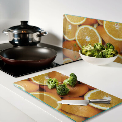 Planche à découper verre oranges tranchées