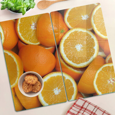 Planche à découper verre oranges tranchées