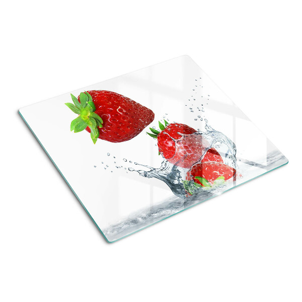 Planche à découper verre Fraises à l'eau