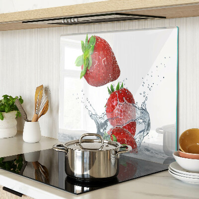 Planche à découper verre Fraises à l'eau