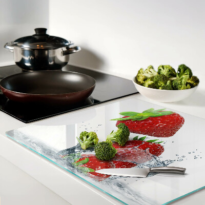 Planche à découper verre Fraises à l'eau
