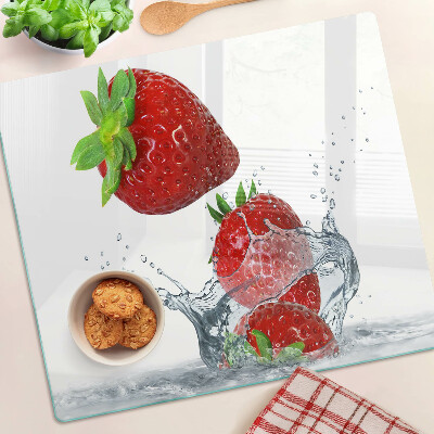 Planche à découper verre Fraises à l'eau