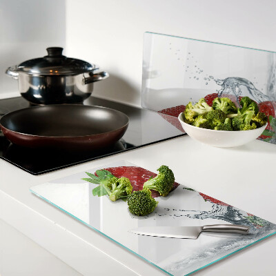 Planche à découper verre Fraises à l'eau