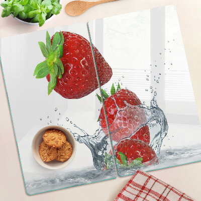 Planche à découper verre Fraises à l'eau