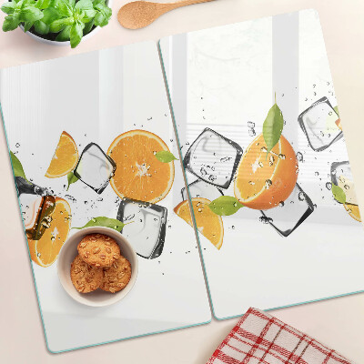Planche à découper verre Agrumes avec glace