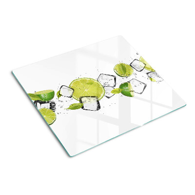 Planche à découper en verre Citrons avec de la glace dans l'eau