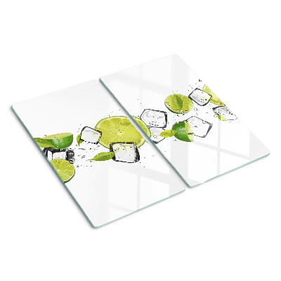 Planche à découper en verre Citrons avec de la glace dans l'eau