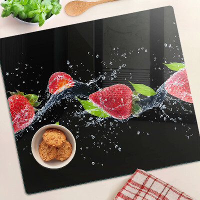 Planche à découper verre Fraises à l'eau
