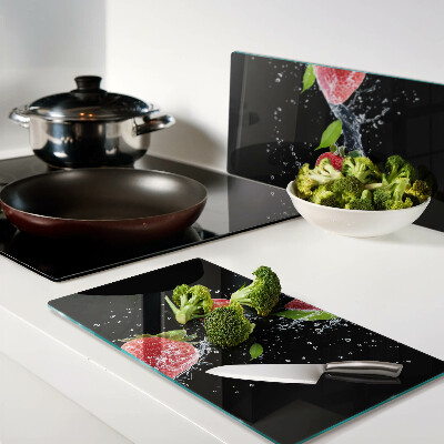Planche à découper verre Fraises à l'eau
