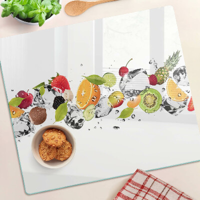 Planche à découper verre Fruits avec glace