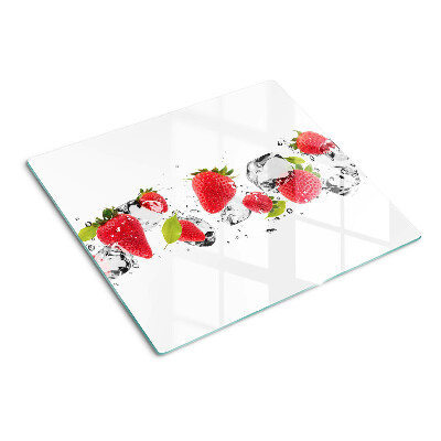 Planche à découper verre Fraises avec glace