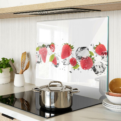 Planche à découper verre Fraises avec glace