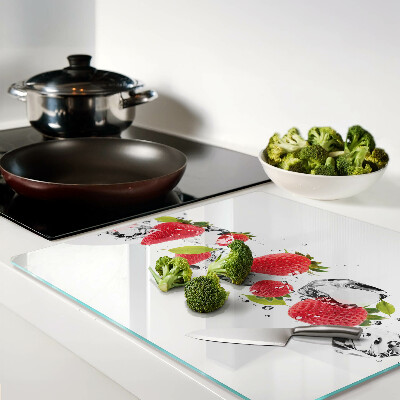 Planche à découper verre Fraises avec glace