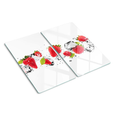Planche à découper verre Fraises avec glace