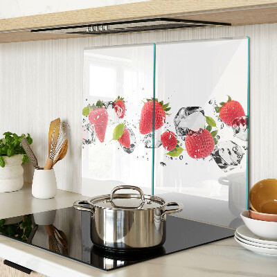 Planche à découper verre Fraises avec glace