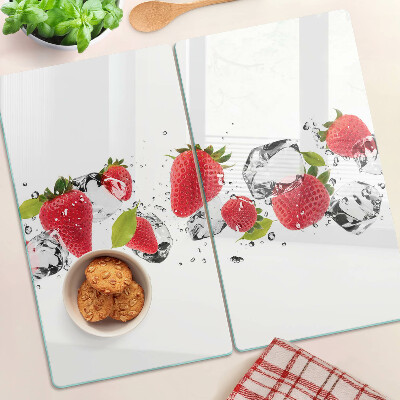 Planche à découper verre Fraises avec glace