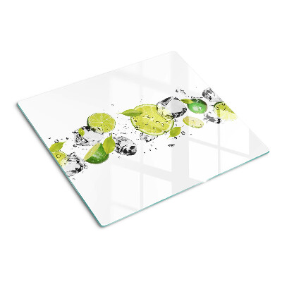 Planche à découper en verre Citrons et glace dans l'eau