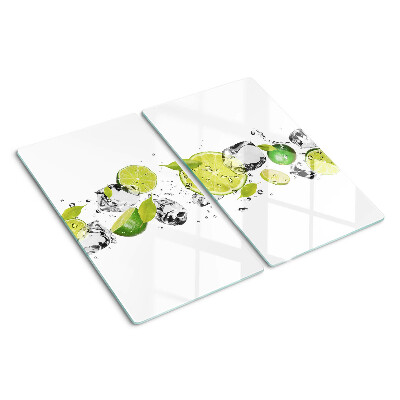 Planche à découper en verre Citrons et glace dans l'eau