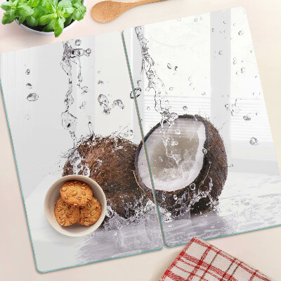 Planche à découper verre Noix de coco dans l'eau