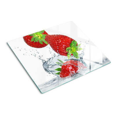 Planche à découper verre Fraises à l'eau