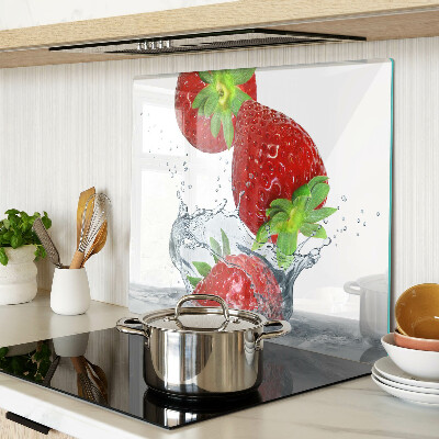 Planche à découper verre Fraises à l'eau