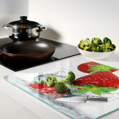 Planche à découper verre Fraises à l'eau