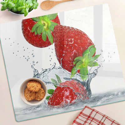 Planche à découper verre Fraises à l'eau