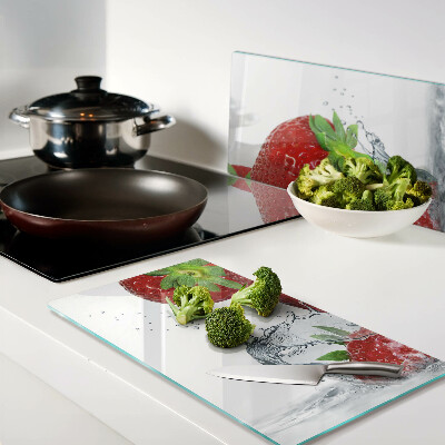 Planche à découper verre Fraises à l'eau