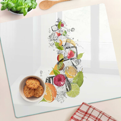 Planche à découper en verre Fruits dans l'eau