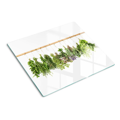 Planche à découper verre Herbes séchées sur une ficelle