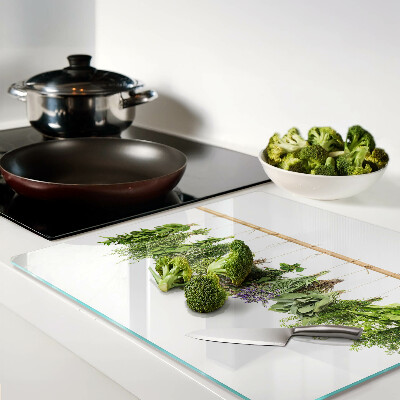 Planche à découper verre Herbes séchées sur une ficelle