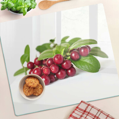 Planche à découper en verre Canneberges avec feuilles