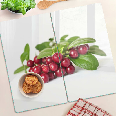 Planche à découper en verre Canneberges avec feuilles