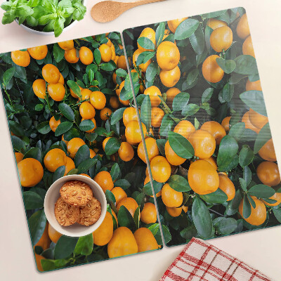 Planche à découper en verre Mandarines sur les branches