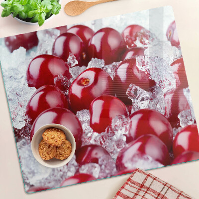 Planche à découper verre Raisins rouges sur glace