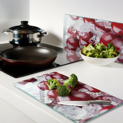 Planche à découper verre Raisins rouges sur glace