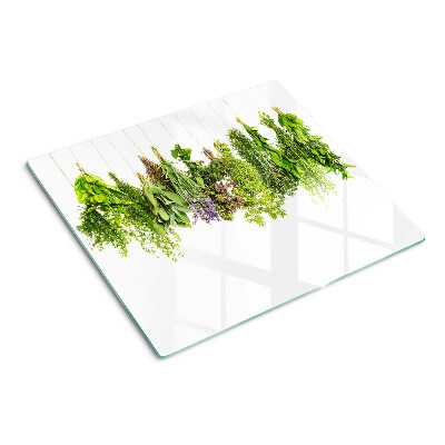 Planche à découper en verre Herbes suspendues à une ficelle