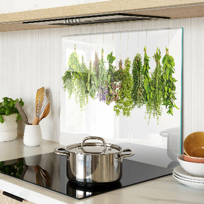 Planche à découper en verre Herbes suspendues à une ficelle